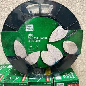 Home Accents 100 Count Warm White Faceted C9 LED Christmas Wedding Lights 65.3Ft